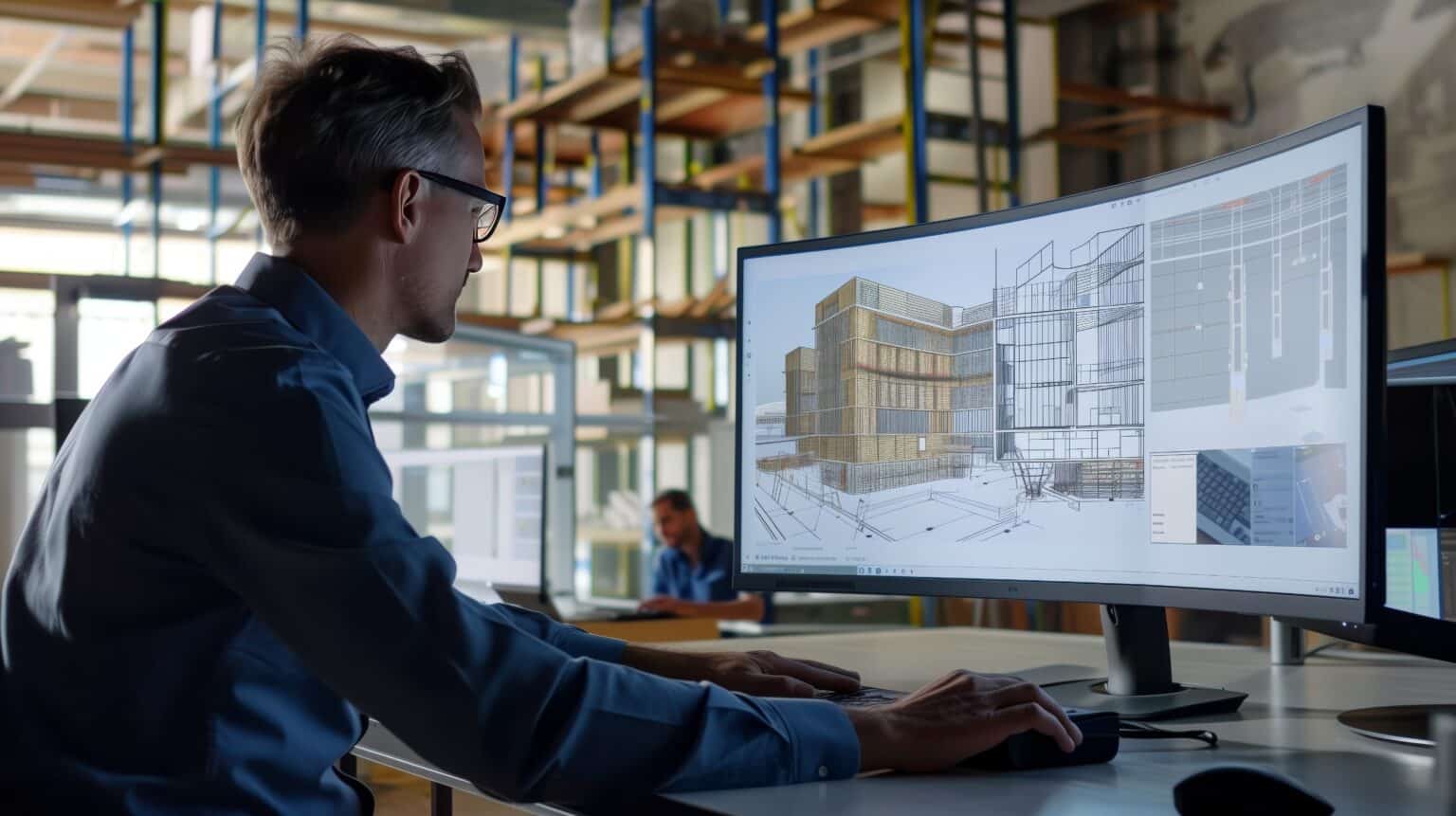 Architect working on building design