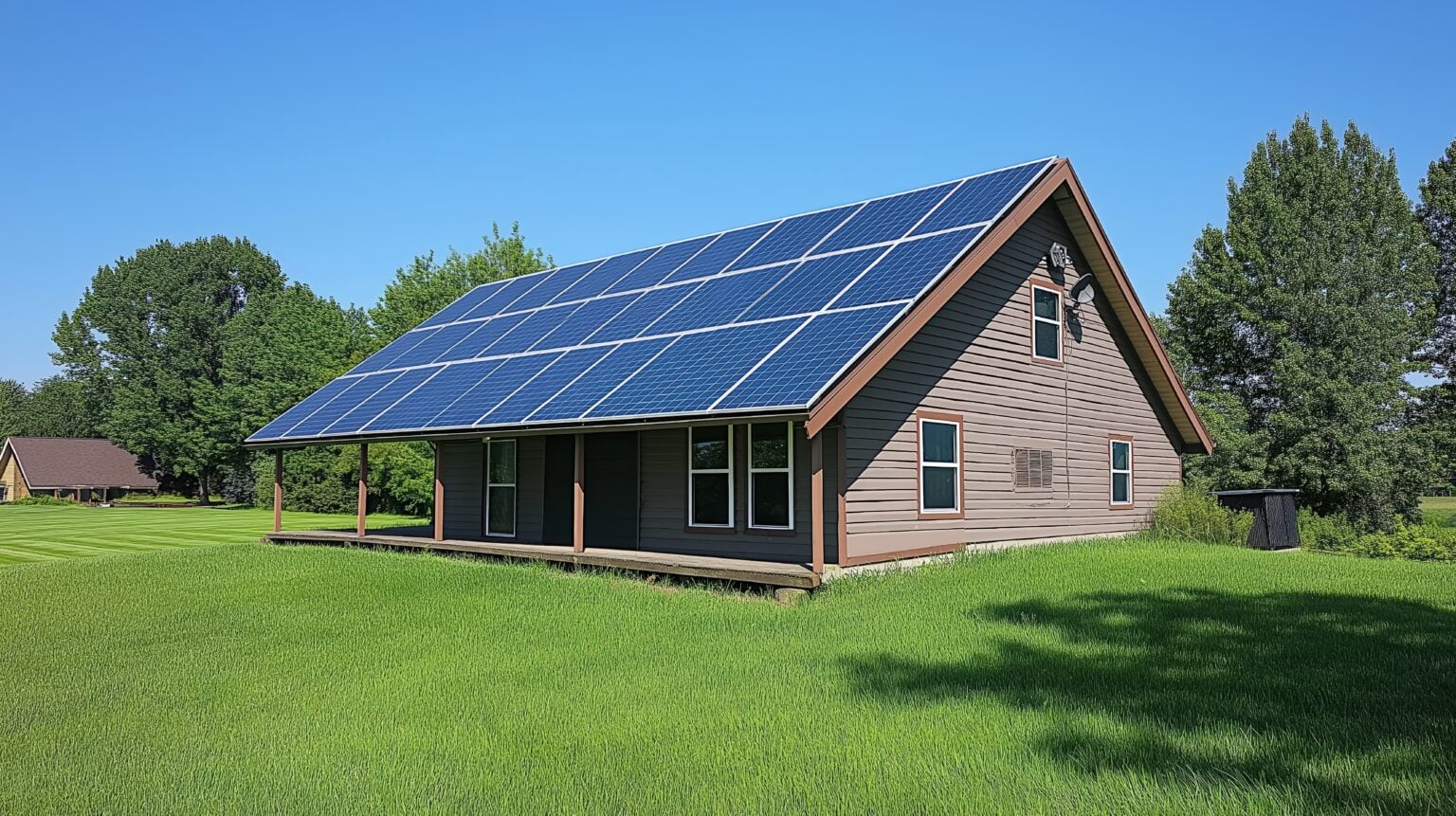 House with solar panels on roof