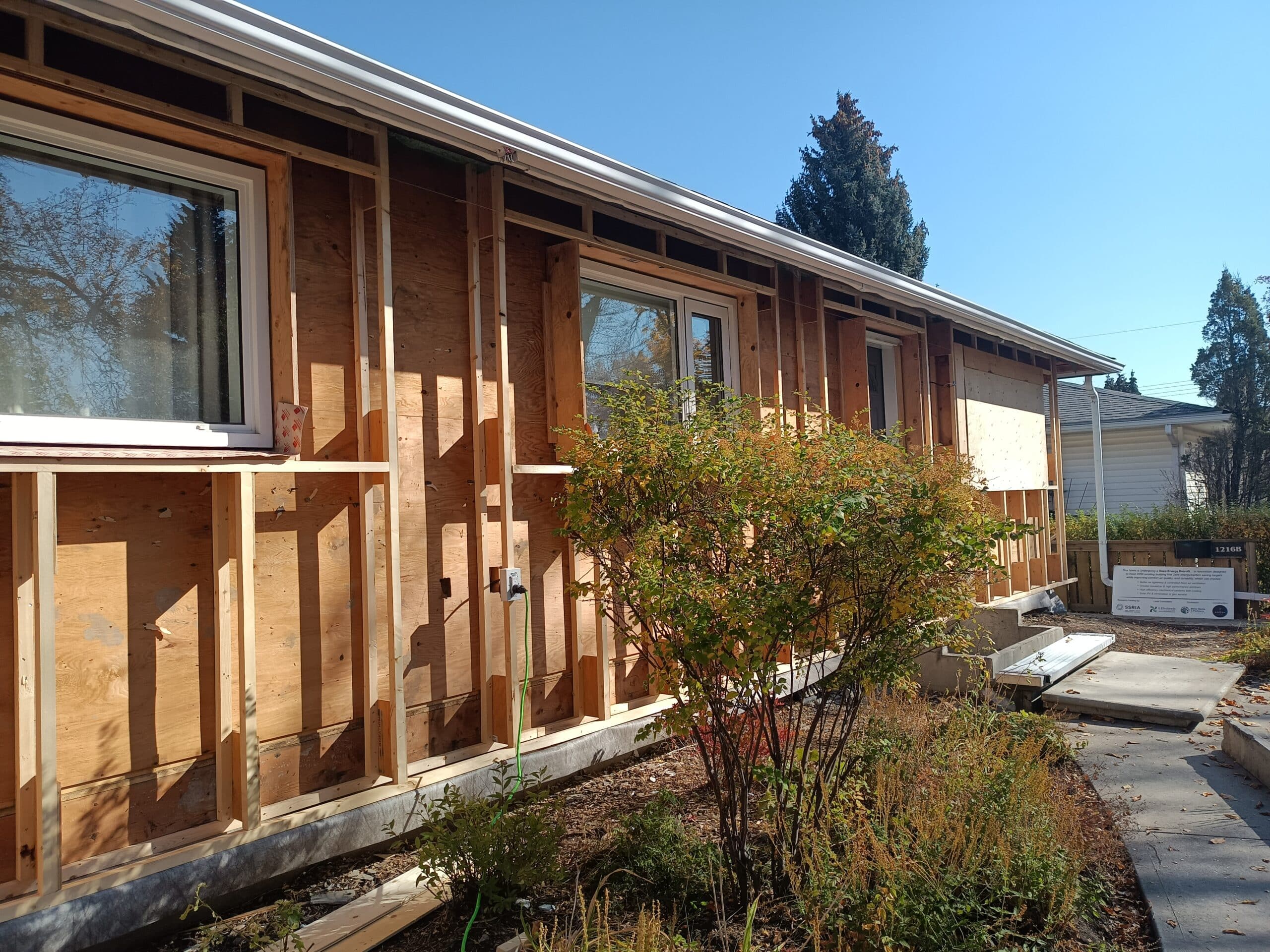 House under renovation with exposed framing