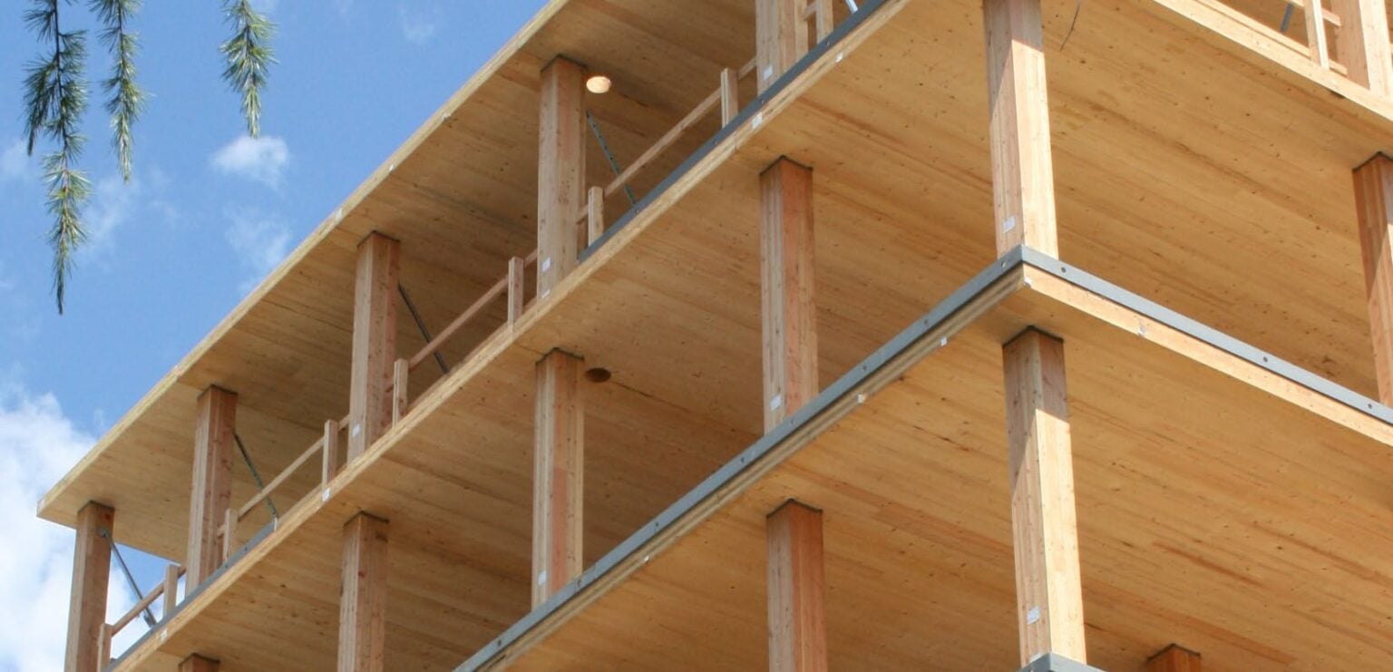 Wooden building structure under blue sky