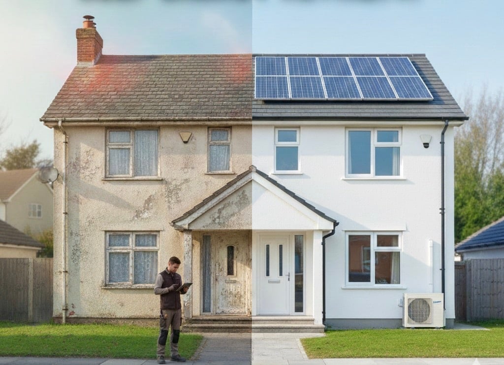 Before and after house renovation