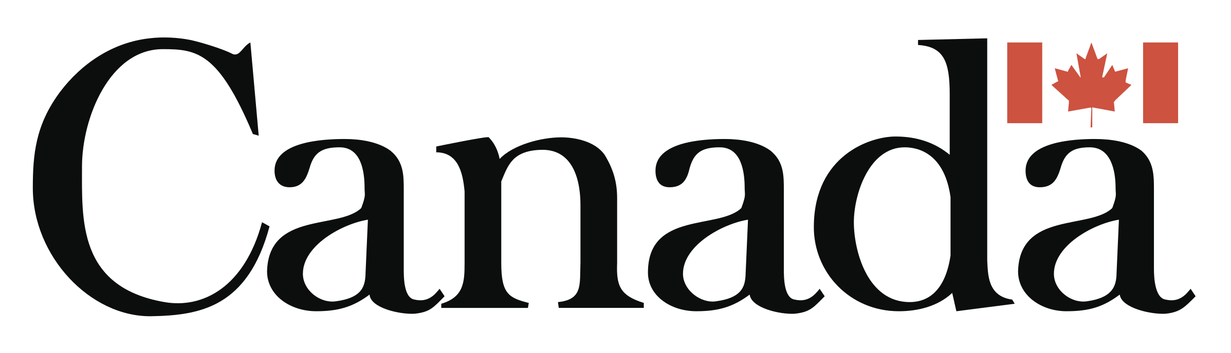 Text logo with maple leaf symbol